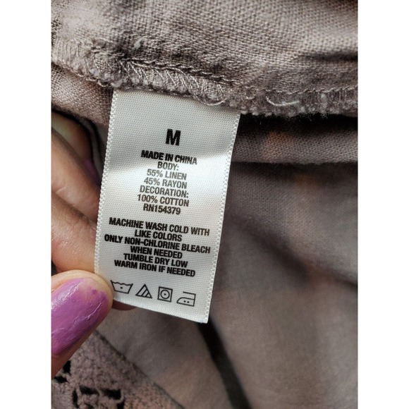 Aéropostale Bermuda Shorts Women Size Medium Brown Lace Trim Linen Elastic Waist - Picture 6 of 6